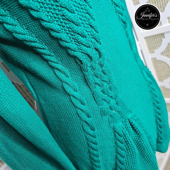 Cupio Women's Emerald Green Cable Knit Peplum Sweater Size XL - Picture 6 of 13